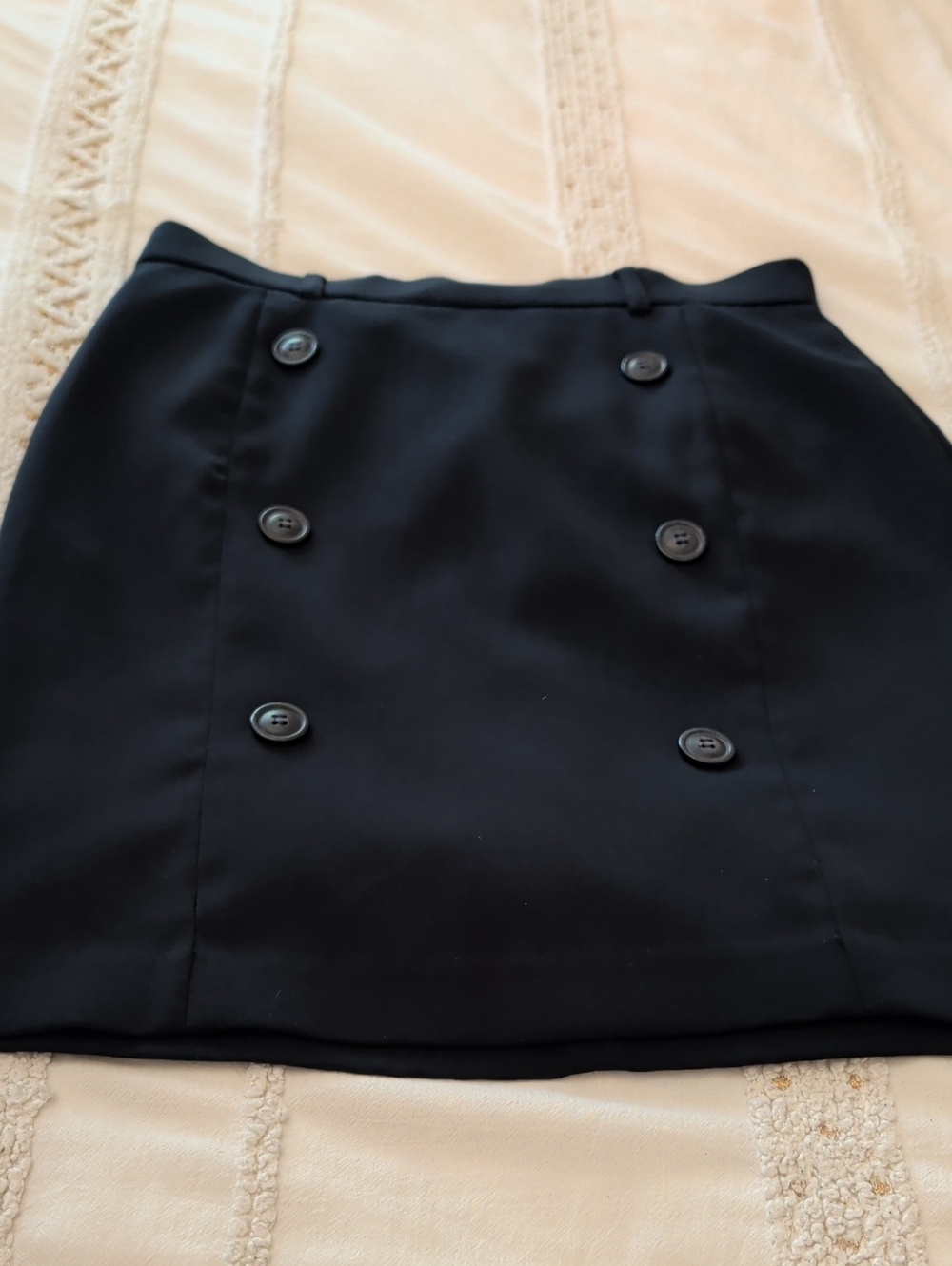 Button-Front Black Mini Skirt
